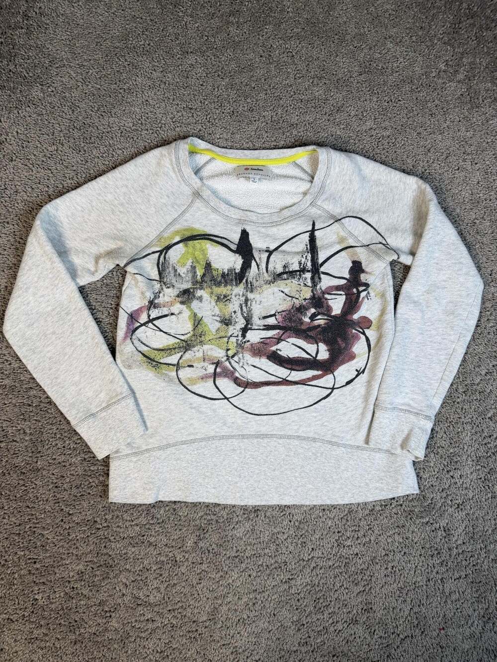 Proenza Schouler Sweatshirt Womens S Gray Abstract Print Fleece Pullover